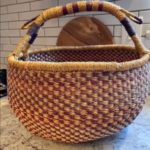 $120 Purple African Bolga Market Basket Beach Bag
